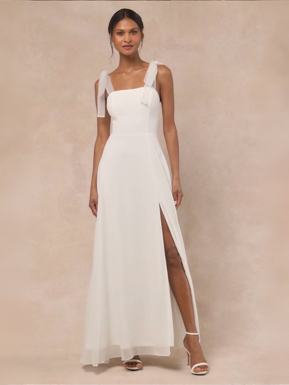 Lulus Radiant Romance White Tie-Strap Maxi Dress Sz S NWT